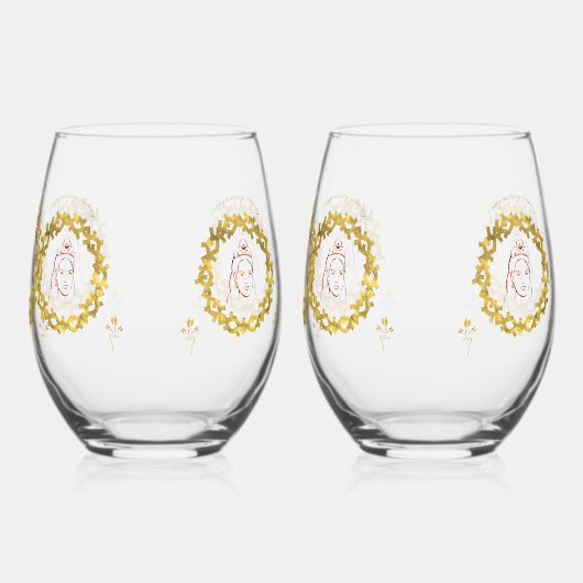 Happy Marriage ceremony Wijnglas Zonder Voet (Achterkant)