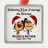 Happy Marriage Christmas Cartoon Metalen Ornament (Voorkant)