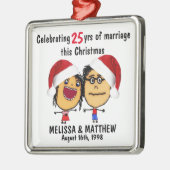 Happy Marriage Christmas Cartoon Metalen Ornament (Links)