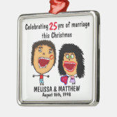 Happy Marriage Christmas Cartoon Metalen Ornament (Links)