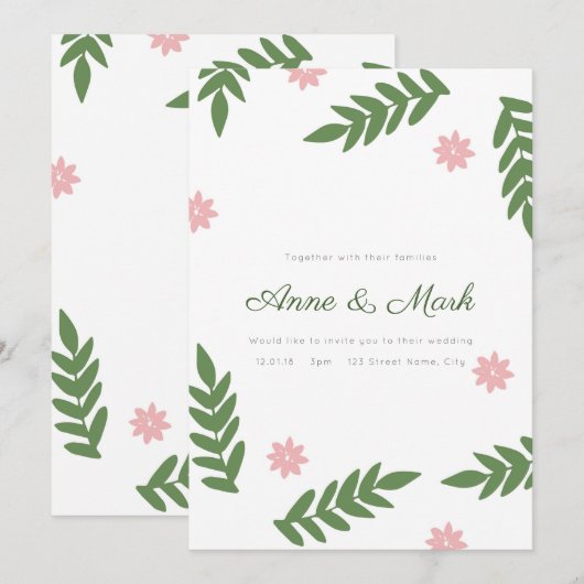 Happy Marriage Invitation Kaart (Voorkant / Achterkant)