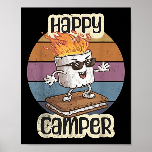 Happy Marshmallow Camper Schattigee Meisjes Kinder Poster (Voorkant)