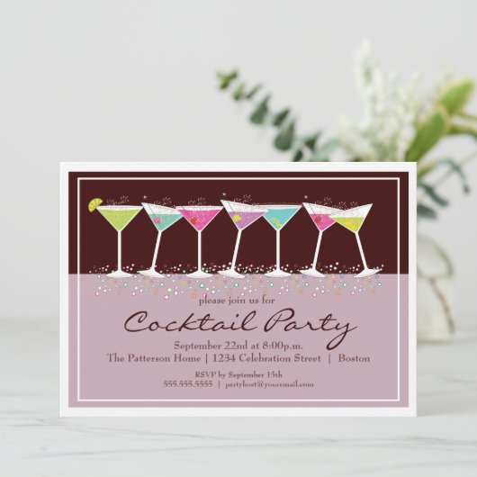 Happy Martinis Cocktail Party Uitnodiging (Staand voorkant)