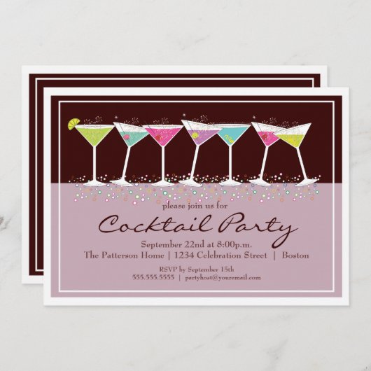 Happy Martinis Cocktail Party Uitnodiging (Voorkant / Achterkant)