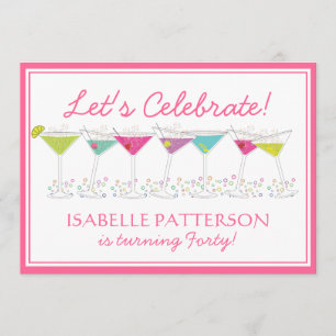 Happy Martinis Milestone Birthday Party Invitation Kaart