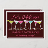 Happy Martinis Milestone Birthday Party Invitation Kaart (Voorkant / Achterkant)