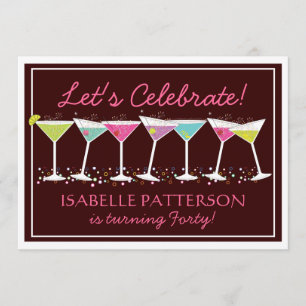 Happy Martinis Milestone Birthday Party Invitation Kaart