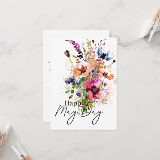 Happy May Day aangepaste bloemen Kaart (Voorkant / Achterkant in situ)