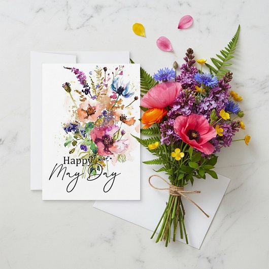 Happy May Day aangepaste bloemen Kaart