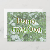Happy May Day Briefkaart met Hawthorn Bloom (Voorkant / Achterkant)