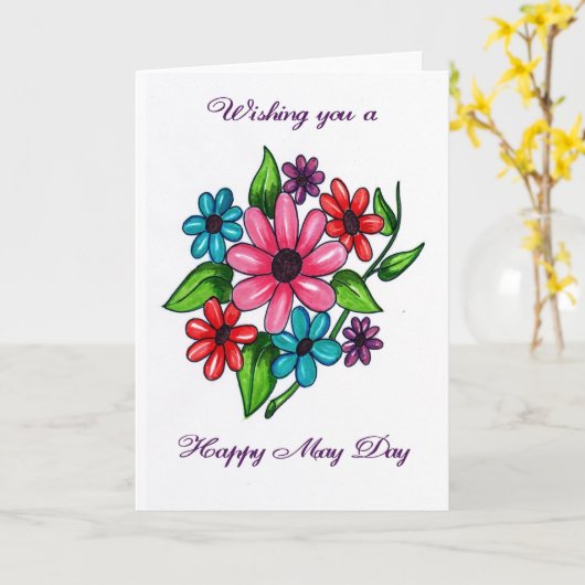 Happy May Day Kaart (Gele Bloem)