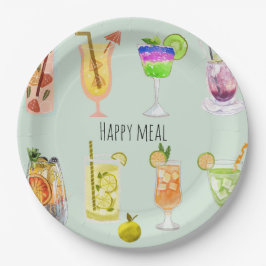 Happy meal Elegante waterverf cocktail Verjaardag Papieren Bordje
