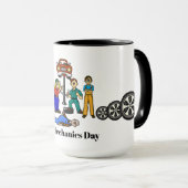 Happy Mechanics Day Mok - mannelijk en Vrouw (Voorkant rechts)