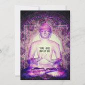 Happy Meditating Paarse Buddha Kaart (Achterkant)