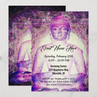 Happy Meditating Paarse Buddha Kaart