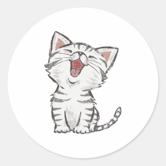 Happy Medue Kitten Ronde Sticker (Voorkant)