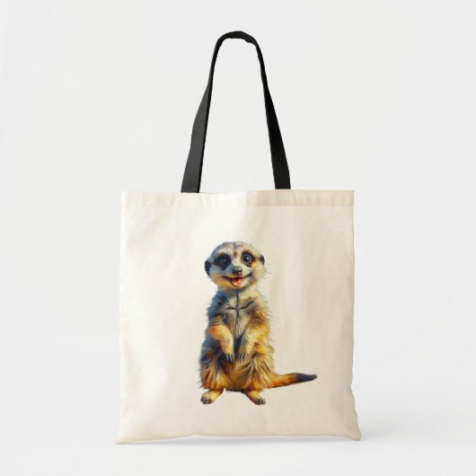 Happy Meerkat Canvas tas olieverfstijl (Voorkant)