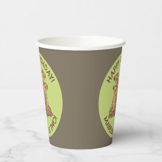 Happy meerkats gepersonaliseerde cartoon papieren bekers (Links)