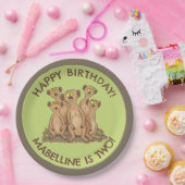 Happy meerkats gepersonaliseerde cartoon papieren bordje (Feest)