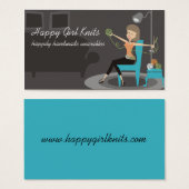 Happy meisje breien cadeau labels visitekaartjes (Voorkant /achterkant)