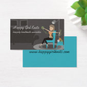 Happy meisje breien cadeau labels visitekaartjes (Bureau)