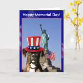 Happy Memorial Day Boxer Dog wenskaart Kaart (Gele Bloem)
