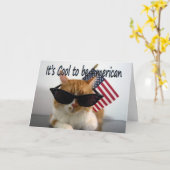 Happy Memorial Day - Koele kat met vlag Kaart (Gele Bloem)