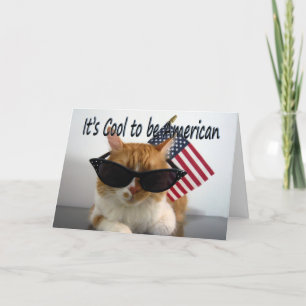 Happy Memorial Day - Koele kat met vlag Kaart