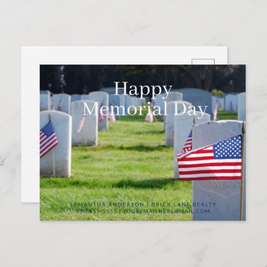 Happy Memorial Day Real Estate Flag Briefkaart (Voorkant / Achterkant)