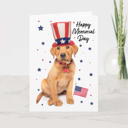 Happy Memorial Day Schattige Patriottische Puppy Feestdagen Kaart (Voorkant)