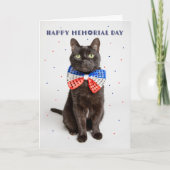 Happy Memorial Day Schattigee Patriottische Kat in Feestdagen Kaart (Voorkant)