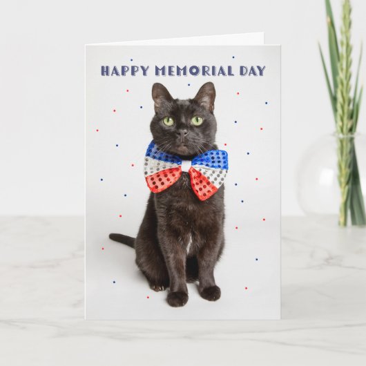 Happy Memorial Day Schattigee Patriottische Kat in Feestdagen Kaart (Voorkant)