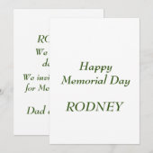 Happy Memorial day-uitnodiging Kaart (Voorkant / Achterkant)