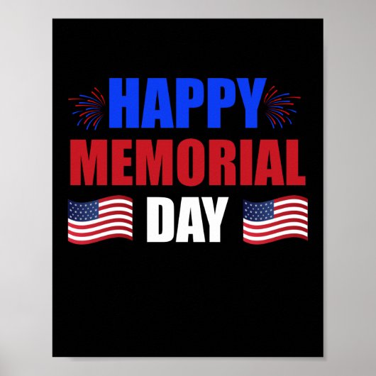 Happy Memorial Day USA Flag American Patriotic Poster (Voorkant)