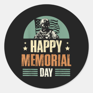 Happy Memorial Day Veteran Military Combat Ronde Sticker
