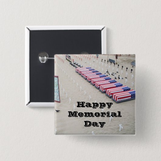 HAPPY MEMORIAL DAY VIERKANTE BUTTON 5,1 CM (Voorkant /achterkant)