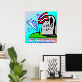 Happy Memorial Day - Vlag gravestone Poster (Thuiskantoor)