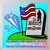Happy Memorial Day - Vlag gravestone Poster (Voorkant)