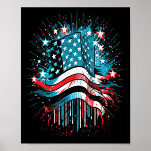 Happy Memorial Day Vuurwerk Amerikaanse vlag Poster