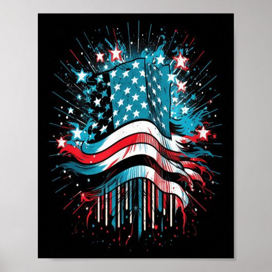 Happy Memorial Day Vuurwerk Amerikaanse vlag Poster (Voorkant)