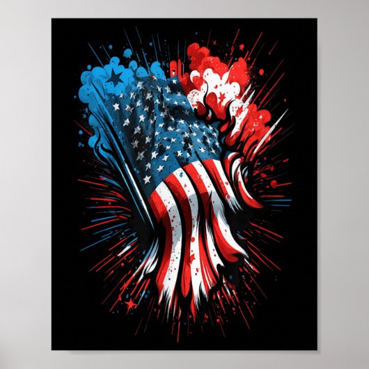 Happy Memorial Day Vuurwerk Amerikaanse vlag Poster (Voorkant)