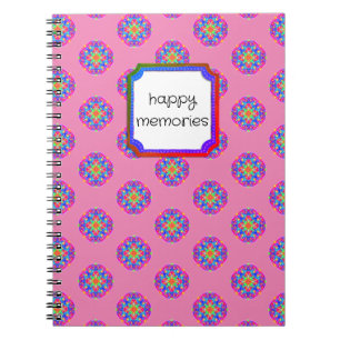 Happy Memories Pink Star Mandala Boho Notitieboek