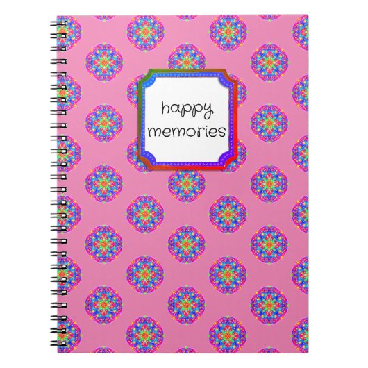 Happy Memories Pink Star Mandala Boho Notitieboek (Voorkant)