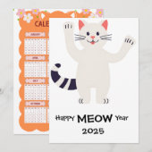 Happy MEOW Jaar 2025 Smiling cat Kaart (Voorkant / Achterkant)