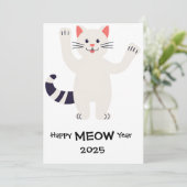 Happy MEOW Jaar 2025 Smiling cat Kaart (Staand voorkant)