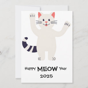 Happy MEOW Jaar 2025 Smiling cat Kaart