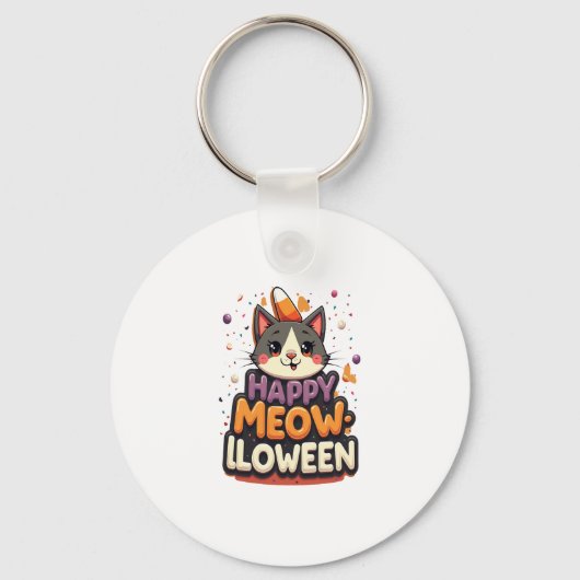 Happy Meow-Lloween Cat Sleutelhanger (Voorkant)