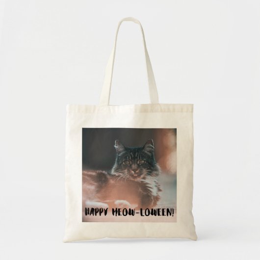 "Happy Meow-loween" Cat Canvas tas – Spooky Schatt (Voorkant)