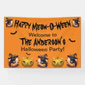 Happy Meow-O-Ween Black Cat Jack-o-Lantern Sinaasa Spandoek (Horizontaal)