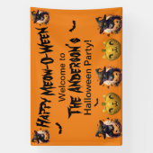 Happy Meow-O-Ween Black Cat Jack-o-Lantern Sinaasa Spandoek (Verticaal)